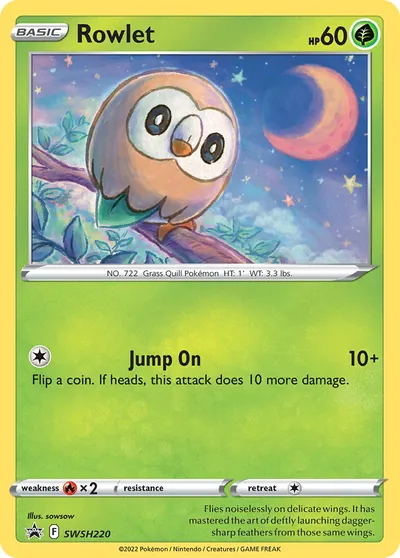 Rowlet - Promos de Espada e Escudo - ilustração de sowsow