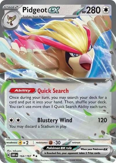Pidgeot ex - Obsidiana em Chamas - ilustração de takuyoa