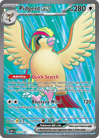 Pidgeot ex - Obsidiana em Chamas - ilustração de takuyoa