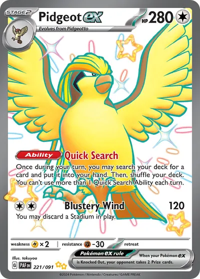 Pidgeot ex - Destinos de Paldea - ilustração de takuyoa