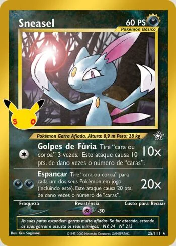 Sneasel 25/111, reimpressão da Coleção Clássica de Celebração de 30 Anos