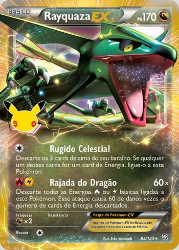 Rayquaza-EX 85/124, reimpressão da Coleção Clássica de Celebração de 30 Anos