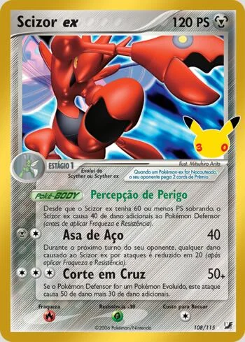 Scizor ex 108/115, reimpressão da Coleção Clássica de Celebração de 30 Anos