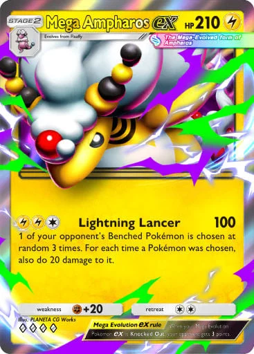 Mega Ampharos ex 090/429, carta do Pacote Deluxe Mega (Pokémon TCG Pocket)