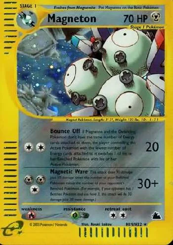 Magneton H19/144 de Skyridge, com Zapdos e Moltres escondidos na arte