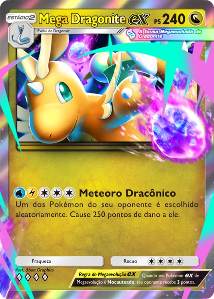 Carta Mega Dragonite ex da Fusão Dupla, de tipo Dragão, com 4 diamantes