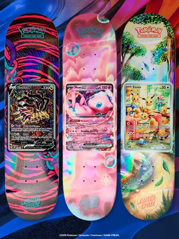 Shapes Santa Cruz x Pokémon TCG do Giratina V, do Mew ex e do Eevee