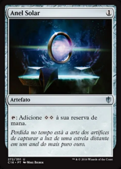 Carta Anel Solar de Magic, artefato que custa 1 e gera 2 manas