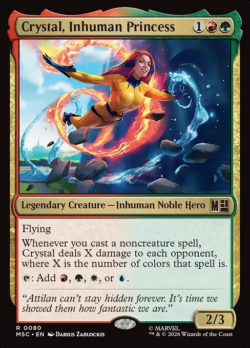 Carta Crystal, Inhuman Princess de Magic, comandante de Marvel Super Heroes Commander no meta de cEDH de julho a setembro de 2026