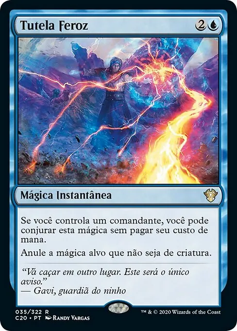 Carta Tutela Feroz de Magic, contramágica gratuita para quem controla um comandante