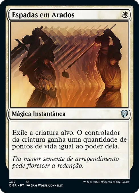 Carta Espadas em Arados de Magic, instantânea branca que exila uma criatura