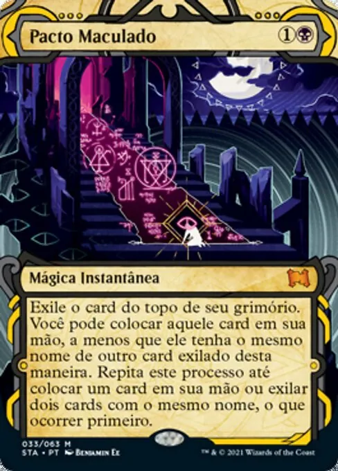 Carta Pacto Maculado de Magic, instantânea que exila o grimório carta a carta