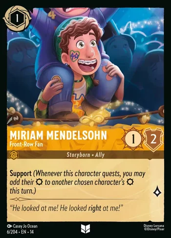 Miriam Mendelsohn, Front-Row Fan 6/204